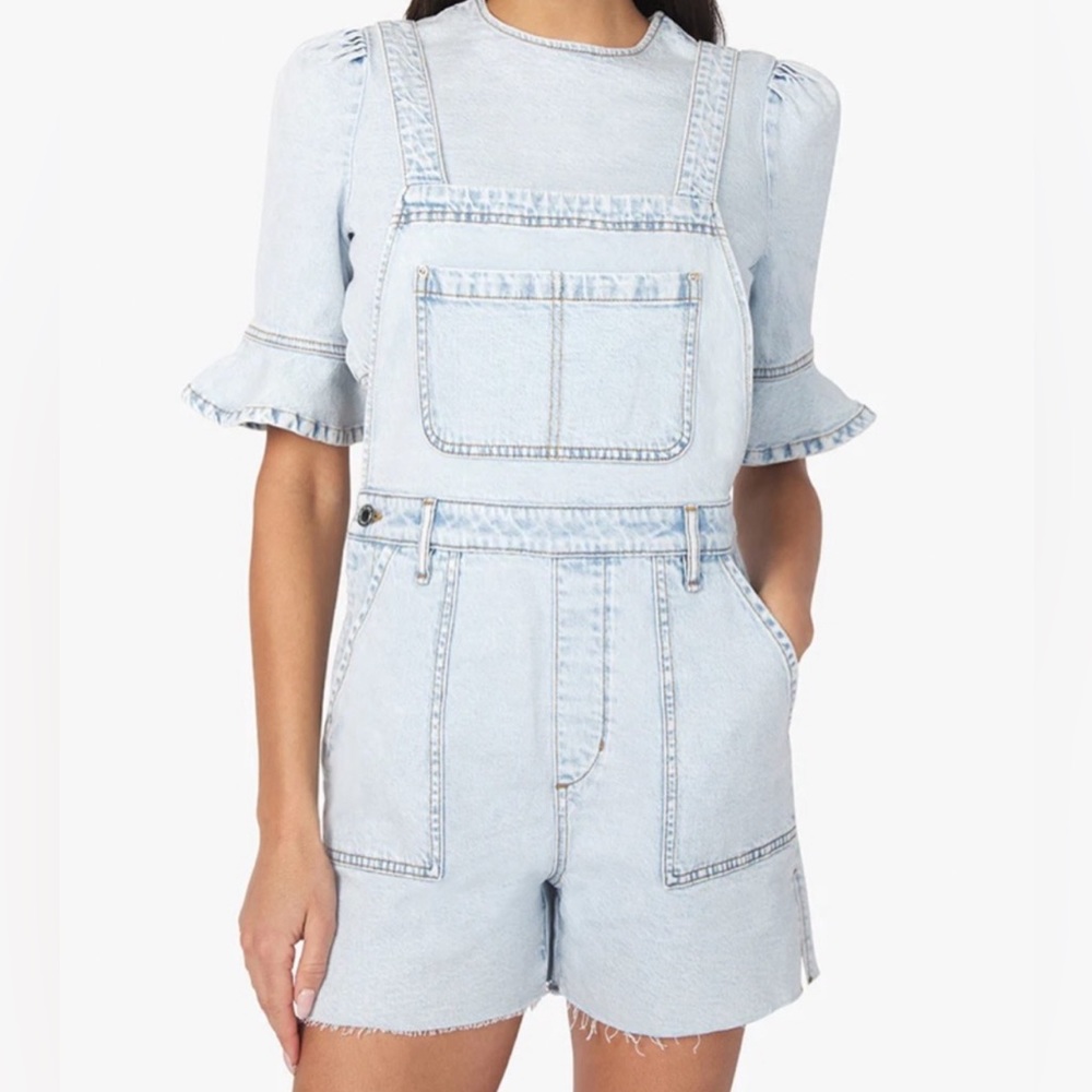 We wore what WeWoreWhat sized XL slit overall short indigo women plus NWT